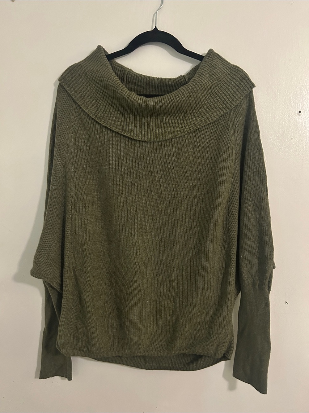 White House Black Market Olive Green Cowl Neck Sweater
